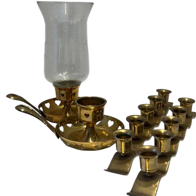 View 1 of BRASS CANDLE HOLDERS 10”