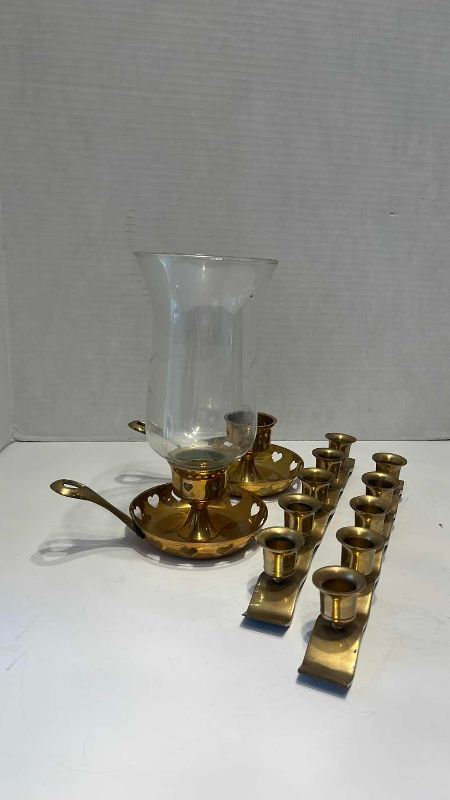 View 3 of BRASS CANDLE HOLDERS 10”