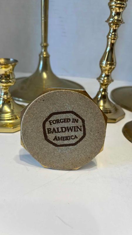 View 3 of BRASS CANDLE HOLDERS 15”
