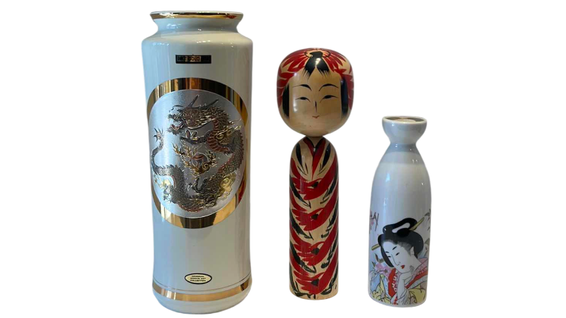 View 1 of JAPANESE ART OF CHOKIN VASE 11” -VINTAGE WOODEN KOKESHI DOLL- SAKE BOTTLE