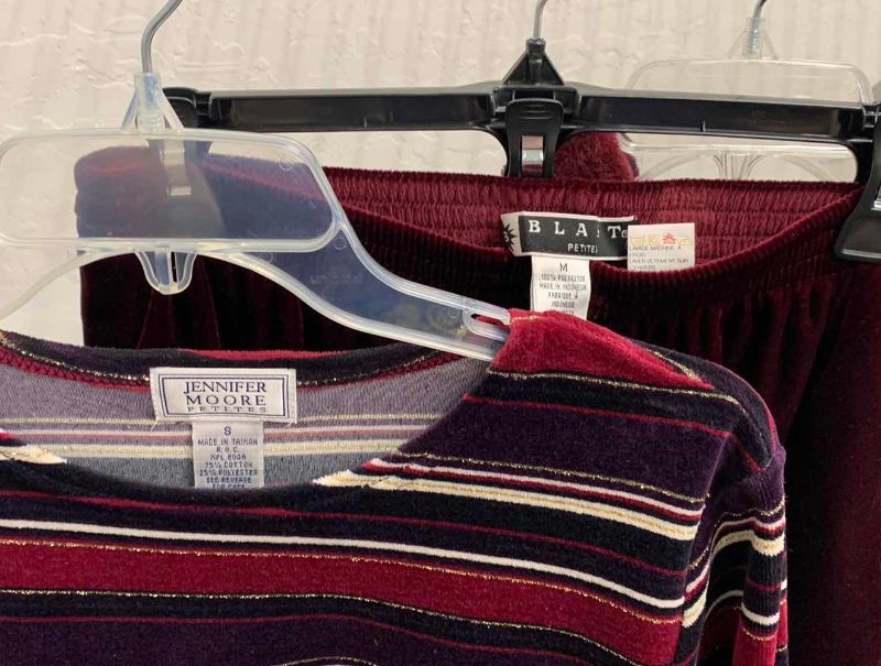 View 3 of VINTAGE VELOUR JENNIFER, MOORE, PETITE LONG SLEEVE, CREWNECK, PULLOVER SIZE SMALL AND BALLAST PETITES VELOUR SET IN SAMLL/MEDIUM AND W/ MED VELOUR HOODIE