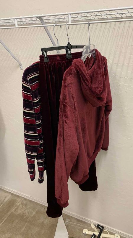 View 2 of VINTAGE VELOUR JENNIFER, MOORE, PETITE LONG SLEEVE, CREWNECK, PULLOVER SIZE SMALL AND BALLAST PETITES VELOUR SET IN SAMLL/MEDIUM AND W/ MED VELOUR HOODIE