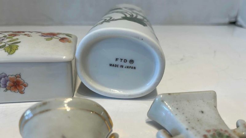 View 5 of CHINESE MINIATURE WALL VASES- PORCELAIN LIDDED BOX 7”