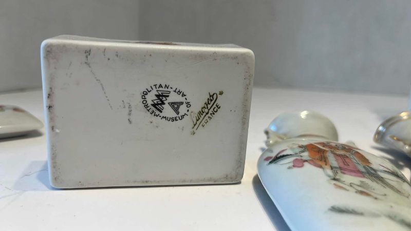 View 4 of CHINESE MINIATURE WALL VASES- PORCELAIN LIDDED BOX 7”