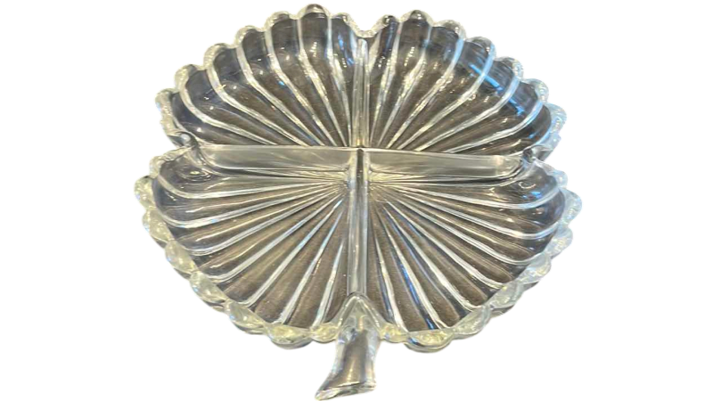 View 1 of GLASS CLOVER CANDY DISH 10”