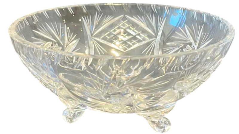 View 1 of VINTAGE BOHEMIAN PINWHEEL FOOTED BOWL