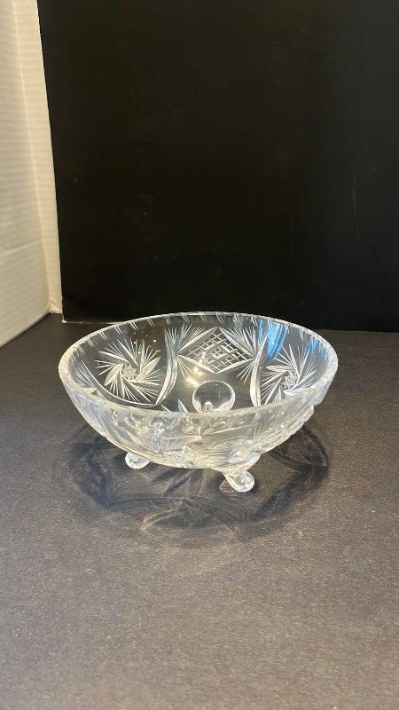 View 3 of VINTAGE BOHEMIAN PINWHEEL FOOTED BOWL
