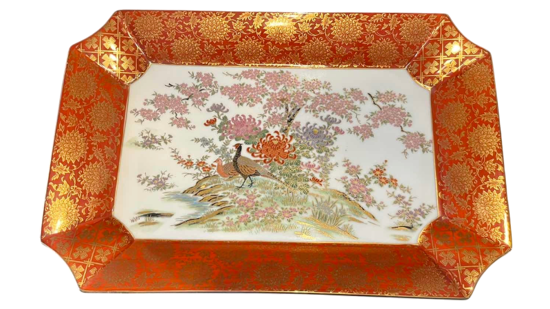 View 1 of TOYO JAPAN PEACOCK AND CHRYSANTHEMUM PLATE
