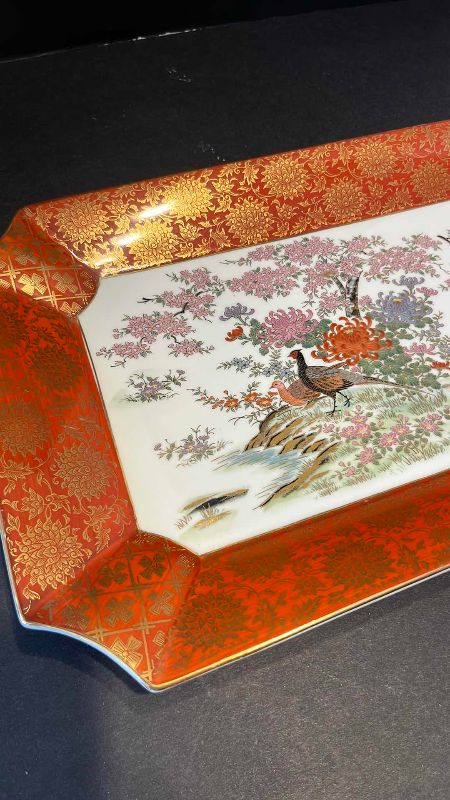 View 2 of TOYO JAPAN PEACOCK AND CHRYSANTHEMUM PLATE