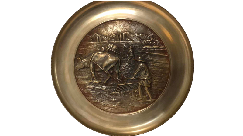View 1 of VINTAGE BRASS WALL PLAQUE 14”