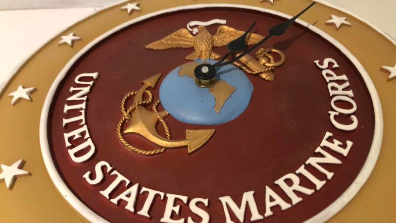 View 2 of RESIN UNITED STATES MARINE CORPS WALL CLOCK 10”