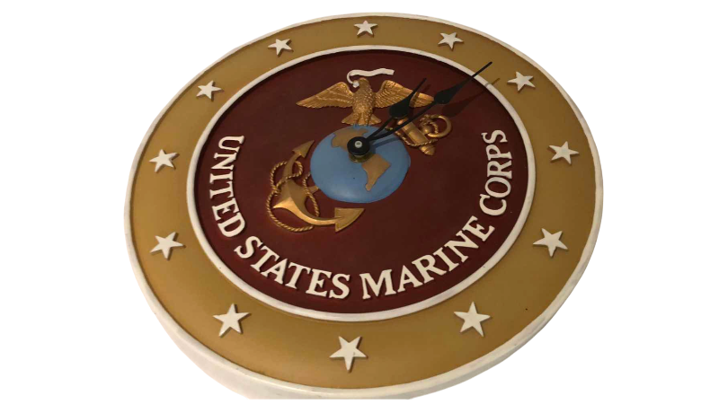View 1 of RESIN UNITED STATES MARINE CORPS WALL CLOCK 10”