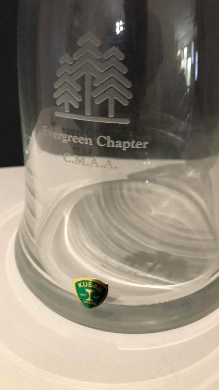 View 3 of KUSAK EVERGREEN CHAPTER ENGRAVED CRYSTAL WINE DECANTER
