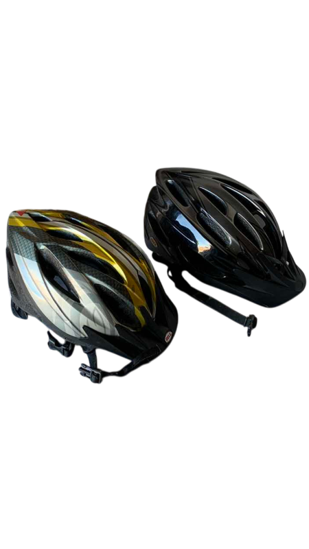 View 1 of PAIR OF BICYCLE HELMETS AND A WALL MOUNTED BIKE RACK MODEL V8 1000–4