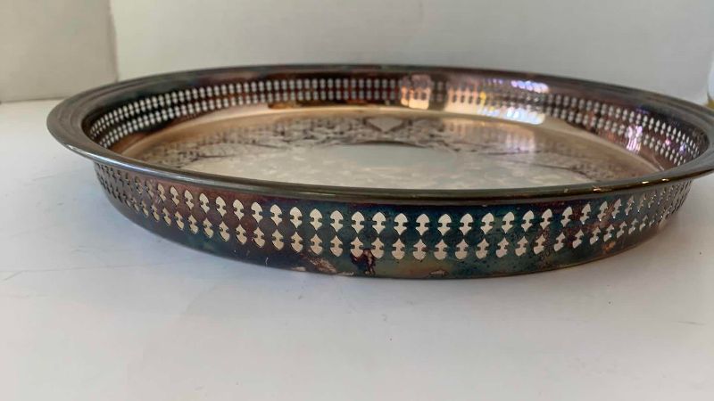 View 3 of $50 GORHAM, SILVER PLATED 15” HOSTESS TRAY PATTERN YC1738