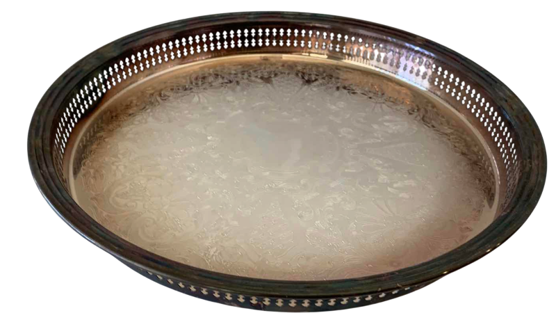 View 1 of $50 GORHAM, SILVER PLATED 15” HOSTESS TRAY PATTERN YC1738