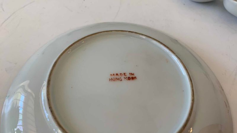 View 4 of VINTAGE CHINESE ROSE MEDALLION PORCELAIN SAUCERS, AND SPOONS