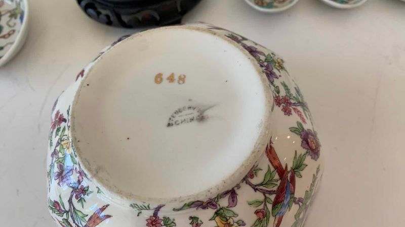 View 2 of VINTAGE CHINESE PORCELAIN BOWL WITH SPOONS