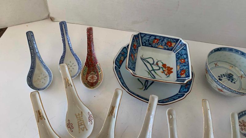 View 4 of VINTAGE JAPANESE AMARI STYLE BOWLS, AND ASSORTED SPOONS