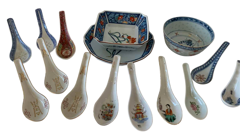 View 1 of VINTAGE JAPANESE AMARI STYLE BOWLS, AND ASSORTED SPOONS