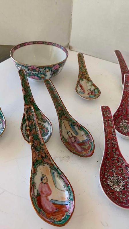 View 5 of VINTAGE CHINESE BOWLS AND SPOONS