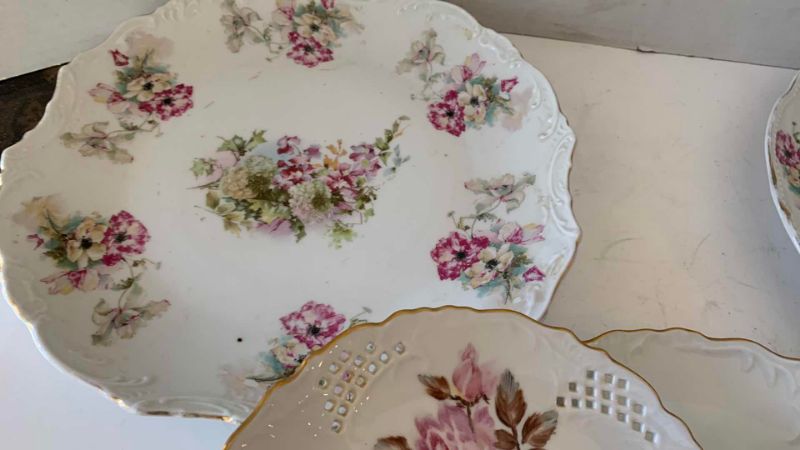 View 2 of PORCELAIN PLATES, THREE OR GOLD TRIMMED LARGEST 12 INCHES