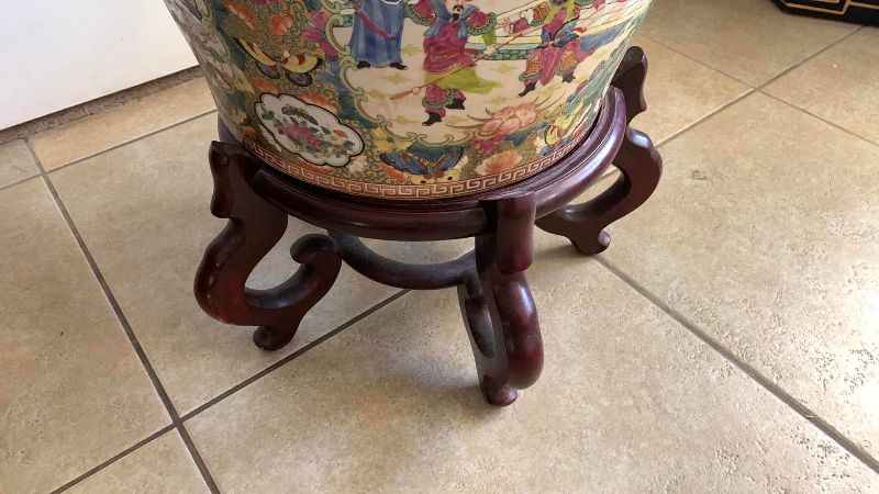 View 7 of CHINESE ROSE MEDALLION PORCELAIN GUILT FLOOR VASE 17” X 45”