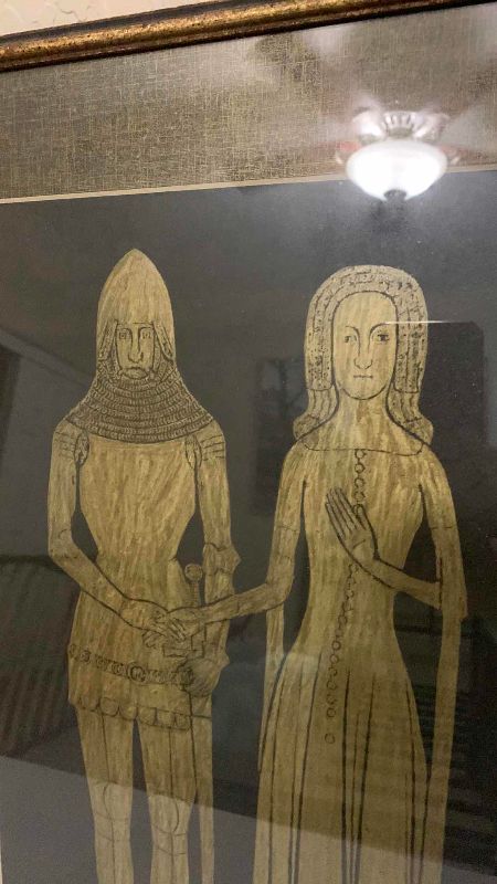 View 2 of VINTAGE BRASS RUBBINGS “SIR JOHN AND JOAN DELA POLE” 15” X 22”