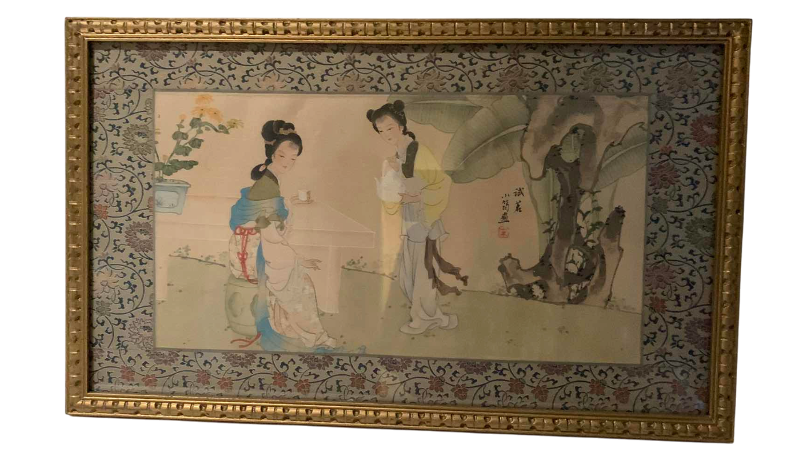 View 1 of ANTIQUE ASIAN PAINTING ON SILK 20“ X 12“