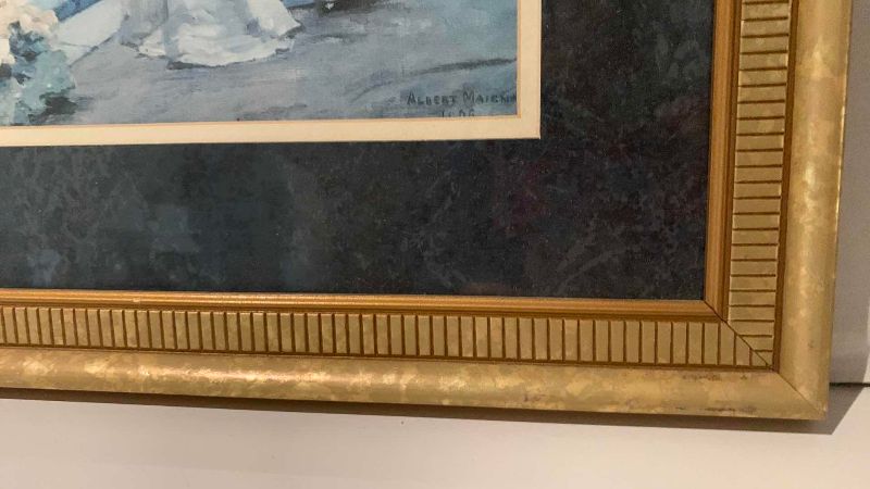 View 3 of “THE SEAGULLS” PRINT BY ALBERT PIERRE RENÉE MAIGNAN , 19” X 19”