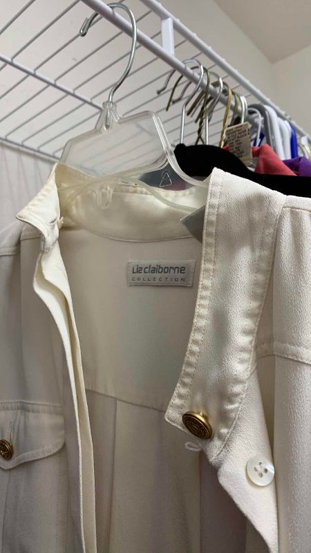 View 5 of WOMEN’S DRESS CLOTHING AND SUITS ASSORTED SIZES SILK SHIRTS