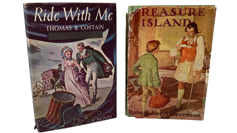 View 1 of VINTAGE "TREASURE ISLAND" BY ROBERT LEWIS STEVENSON AND "RIDE WITH ME" BY THOMAS COSTAIN