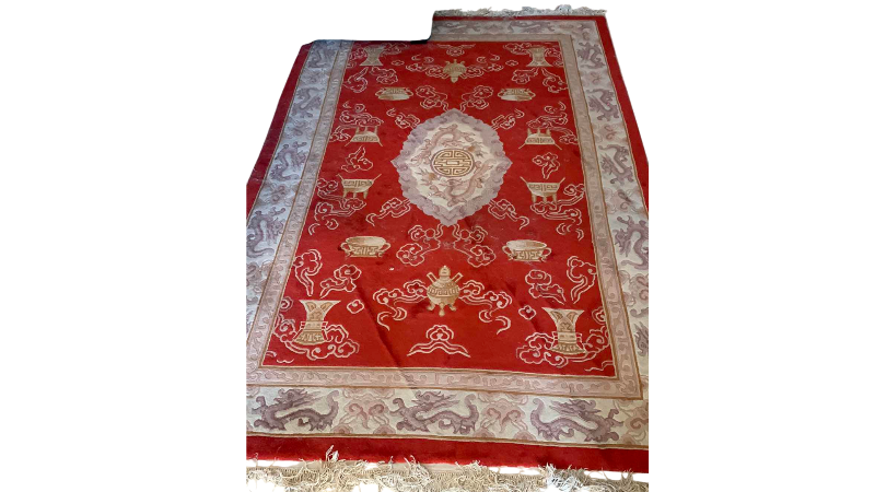 View 1 of VINTAGE CHINESE ART DECO WALL AREA RUG 72“ X 112“