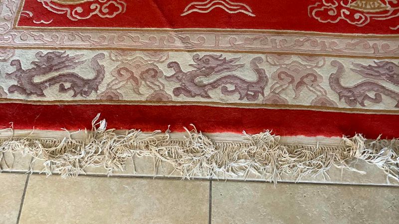 View 5 of VINTAGE CHINESE ART DECO WALL AREA RUG 72“ X 112“