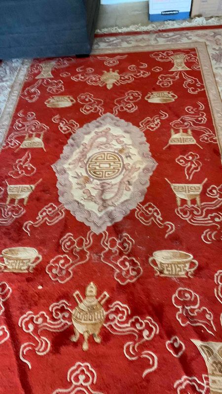 View 3 of VINTAGE CHINESE ART DECO WALL AREA RUG 72“ X 112“