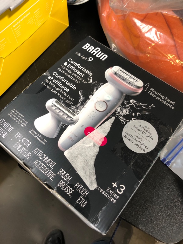 Photo 1 of Braun Epilator Silk-épil 9, Hair Removal Device, Women Shaver & Trimmer, Pivoting Head, Wet and Dry Epilator, Includes Shaver Head and Trimmer Comb, SES9-030