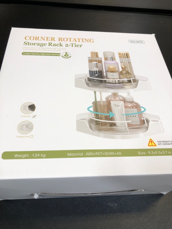 Photo 1 of Corner Shower Caddy?360° Lazy Susan Rotating Corner Shelf?2Pack Organizer with Hooks for Bathroom Storage, No Drilling Wall Mounted,Kitchen Corner Organizer