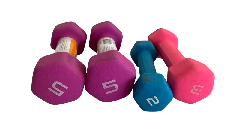 Photo 1 of 5,3, AND 2 POUND DUMBBELLS