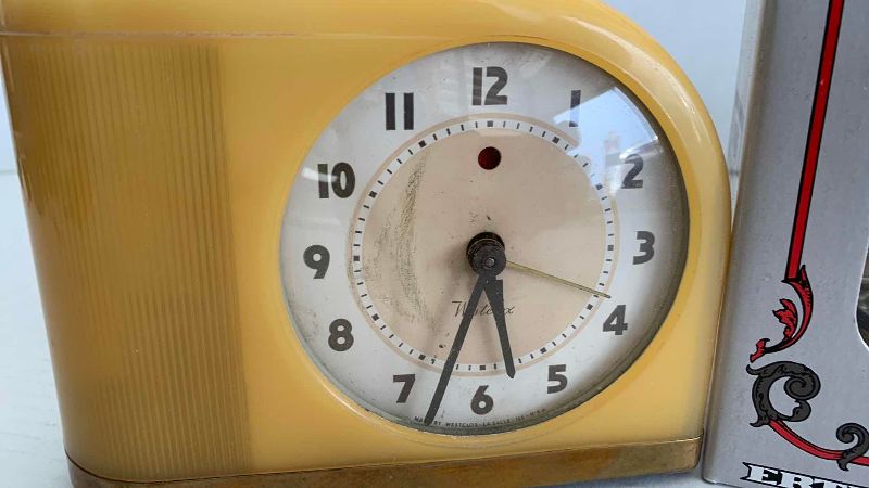 Photo 1 of VINTAGE CLOCK AND DIE CAST CAR