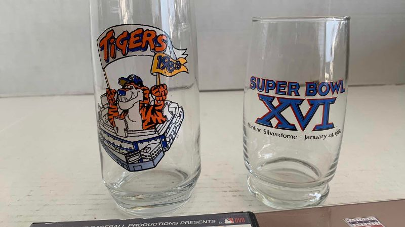 Photo 1 of BASEBALL DVD’S AND SPORTS THEMED GLASSES