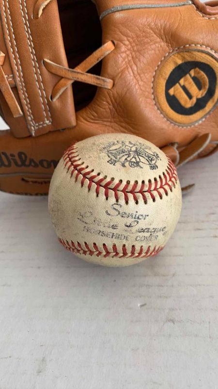 Photo 1 of WILSON BASEBALL GLOVE AND BALL