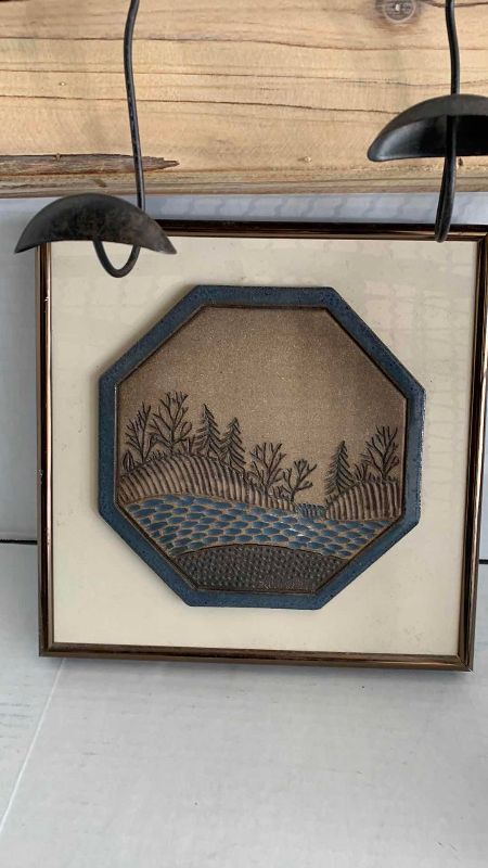 Photo 1 of COAT RACK WITH BASKET AND ARTWORK