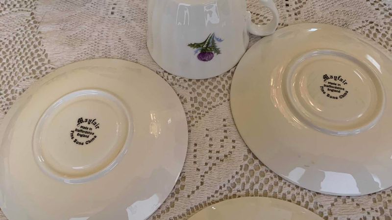 Photo 1 of 3 MAYFAIR FINE BONE CHINA TEA CUPS AND SAUCERS FROM ENGLAND