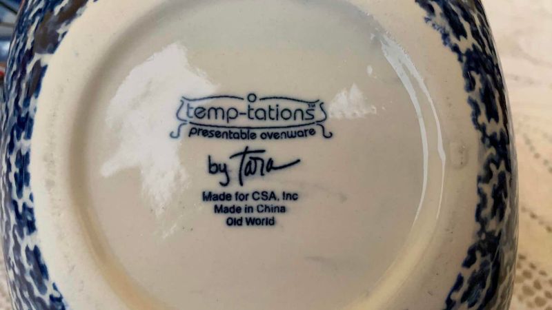 Photo 1 of 3 TEMPTATIONS BY TARA OLD WORLD BLUE CASSEROLE SETS WITH WIRE RACKS AND 2 SERVICE DISHES