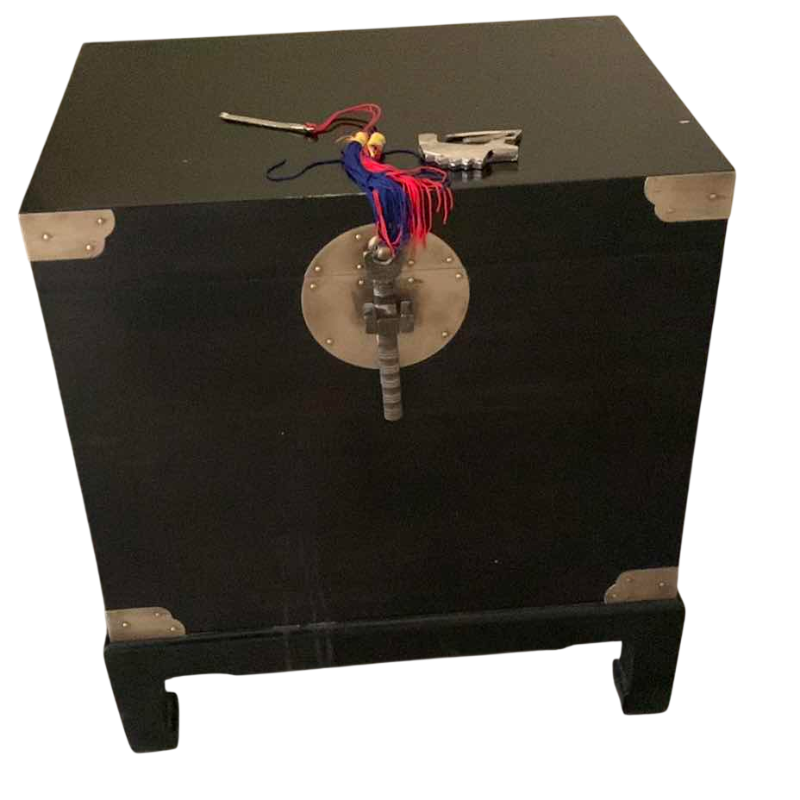 Photo 1 of BLACK LAQUER STORAGE CABINET WITH LOCK 19” X 13” H 22”