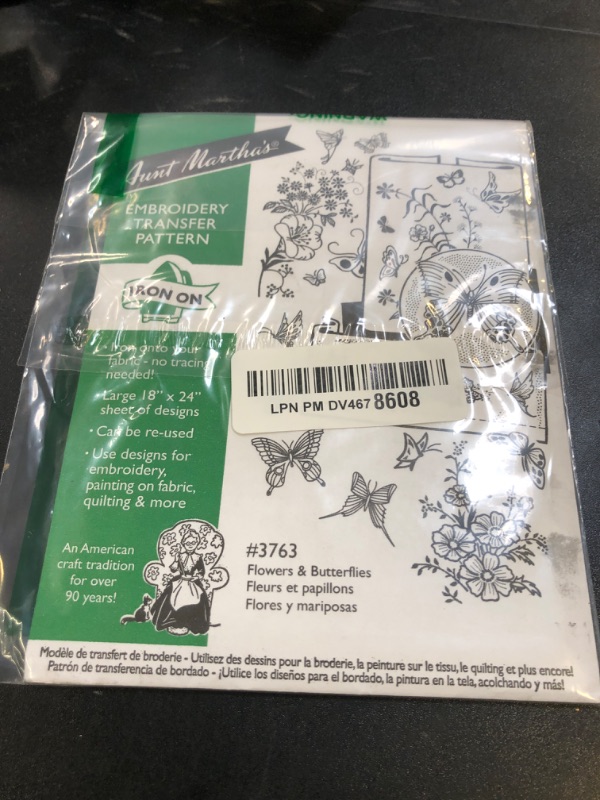 Photo 1 of Flowers & Butterflies Aunt Martha's Hot Iron Embroidery Transfer