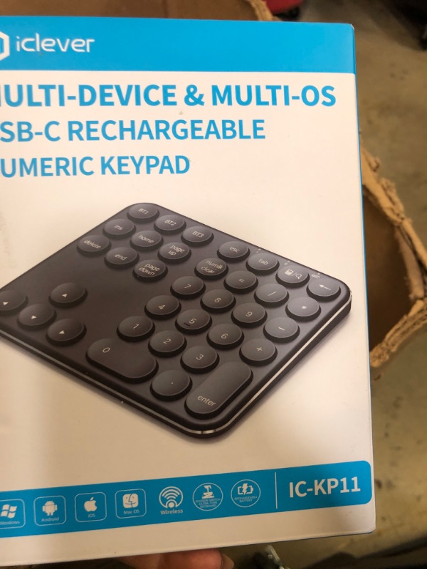 Photo 1 of iClever Bluetooth Number Pad, Portable Wireless Number Pad, Aluminum Rechargeable 35-Keys Numeric Keypad for Multi-Devices, Compatible for Laptop, Mac, iMac, Tablet, PC and Desktop