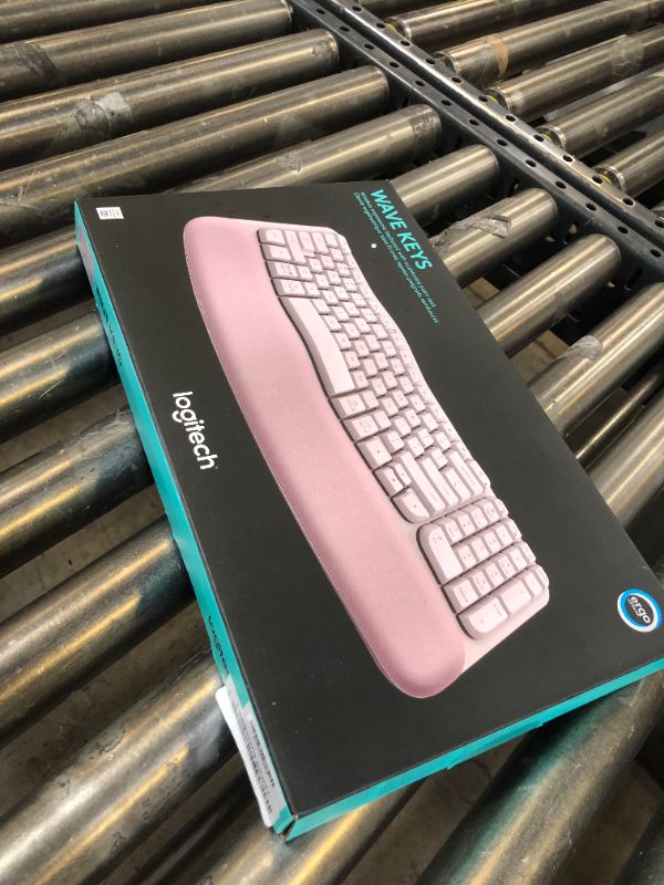 Photo 1 of Logitech Wave Keys Wireless Ergonomic Keyboard with Cushioned Palm Rest, Comfortable Natural Typing, Easy-Switch, Bluetooth, Logi Bolt Receiver, for Multi-OS, Windows/Mac - Rose