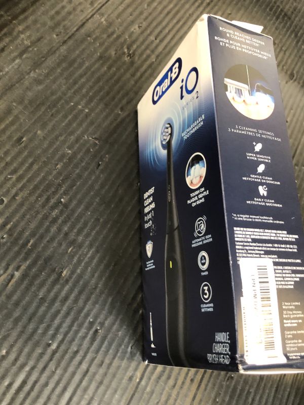 Photo 1 of Oral-B iO Series 2 Rechargeable Electric Powered Toothbrush, Night Black with 1 Gentle Care Brush Head - Automatic Pressure Sensor to Protect Gums - 3 Modes - 2 Min Timer