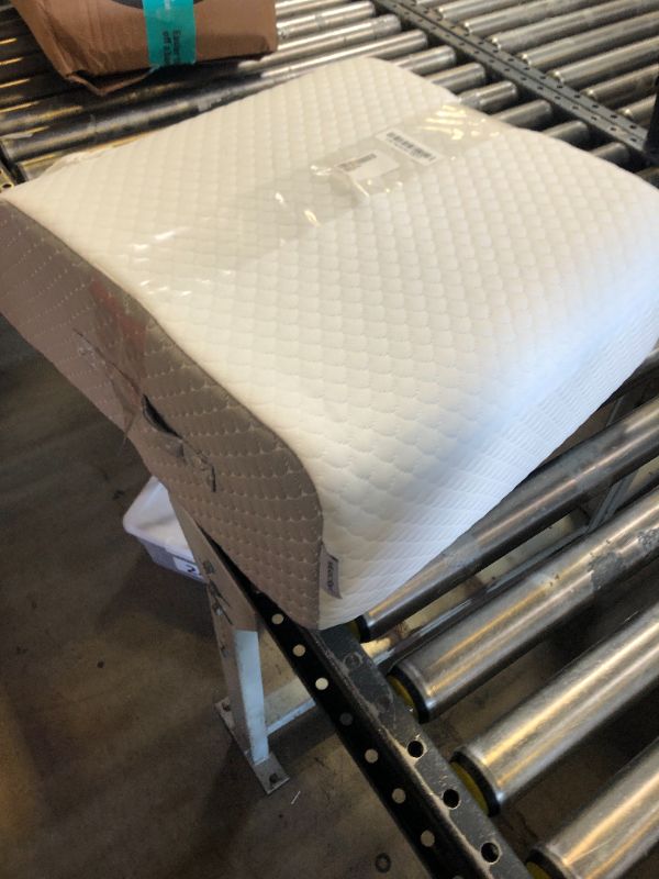 Photo 1 of MEGCXIT Leg Pillow Elevation Blood Circulation, Leg Wedge for Elevation for Swelling, Leg Elevating Pillow for After Surgery, Memory Foam Foot Knee Pillow for Back Sleeping 23.6×16.8×8 Inch White/Grey